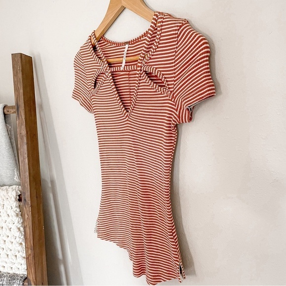 Free People | Frenchie Striped Cut Out Ribbed 90’s Y2K Tee - Picture 7 of 14